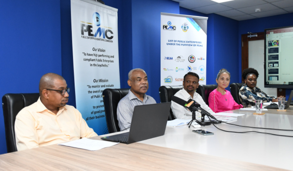 Press conference: (l to r) Alex Robert, William Zarine, Kalum Bandara, Colette Jean-Louis and Marela Servina